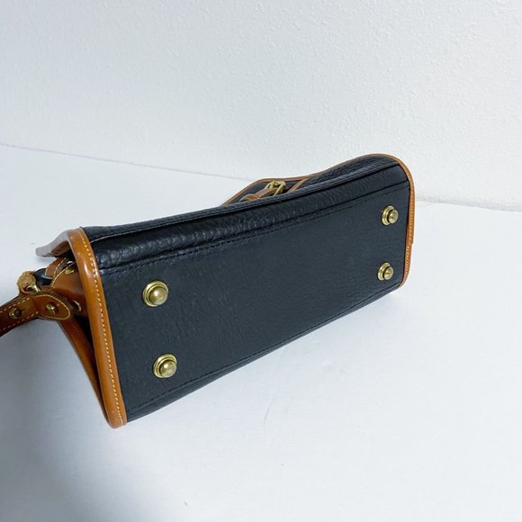 DOONEY & BOURKE ‘All Weather' Leather Black Tan Zip-Top Satchel Handbag VINTAGE - Picture 5 of 9